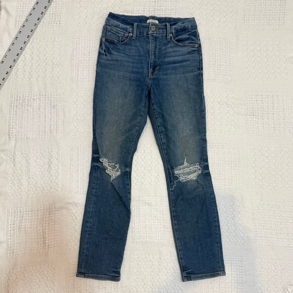 Good American 4/27 distressed high rise waist stretch jean J2 3021 - Picture 10 of 14